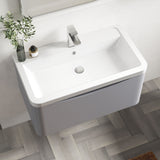 Modern Splash 800mm Satin Grey 1 Drawer Wall Hung Vanity Unit With Basin