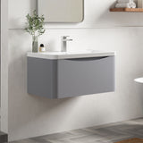 Modern Splash 800mm Satin Grey 1 Drawer Wall Hung Vanity Unit With Basin