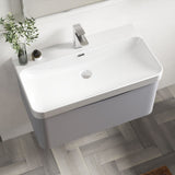 Modern Splash 800mm Satin Grey 1 Drawer Wall Hung Vanity Unit With Thin Edge Basin