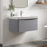 Modern Splash 800mm Satin Grey 1 Drawer Wall Hung Vanity Unit With Thin Edge Basin