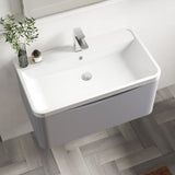 Modern Splash 800mm Satin Grey 1 Drawer Wall Hung Vanity Unit With Polymarble Basin