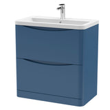 Modern Splash 800mm Satin Blue 2 Drawer Floor Standing Vanity Unit With Basin