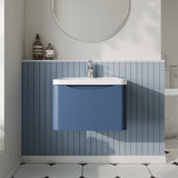 Modern Splash 600mm Satin Blue 1 Drawer Wall Hung Vanity Unit With Basin