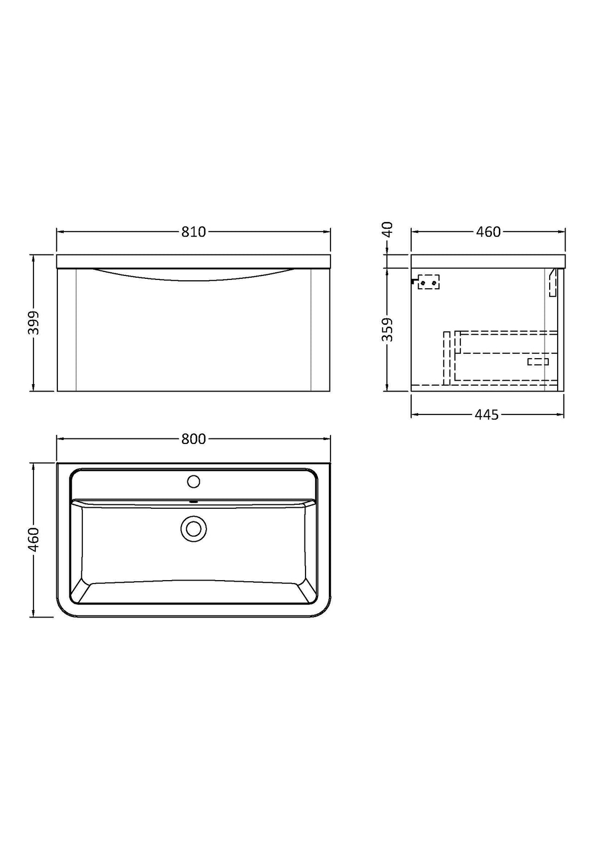 Modern Splash 800mm Satin Blue 1 Drawer Wall Hung Vanity Unit With Basin
