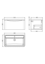 Modern Splash 800mm Satin Blue 1 Drawer Wall Hung Vanity Unit With Basin