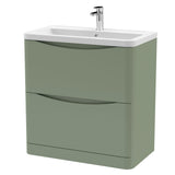 Modern Splash 800mm Satin Green 2 Drawer Floor Standing Vanity Unit With Basin