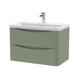 Modern Splash 800mm Satin Green 2 Drawer Wall Hung Vanity Unit With Basin