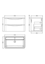 Modern Splash 800mm Satin Green 2 Drawer Wall Hung Vanity Unit With Basin