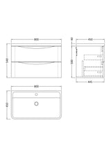 Modern Splash 800mm Satin Green 2 Drawer Wall Hung Vanity Unit With Polymarble Basin