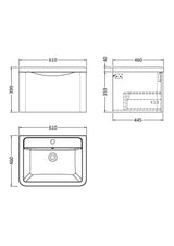 Modern Splash 600mm Satin Green 1 Drawer Wall Hung Vanity Unit With Basin