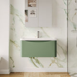 Modern Splash 800mm Satin Green 1 Drawer Wall Hung Vanity Unit With Basin