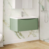 Modern Splash 800mm Satin Green 1 Drawer Wall Hung Vanity Unit With Basin