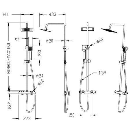 Modern Splash LYT-08A SQUARE SHOWER STE
