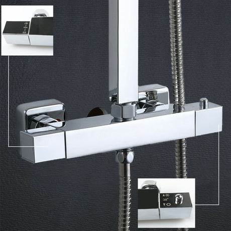 Modern Splash Chrome Thermostatic Shower Set-H-17