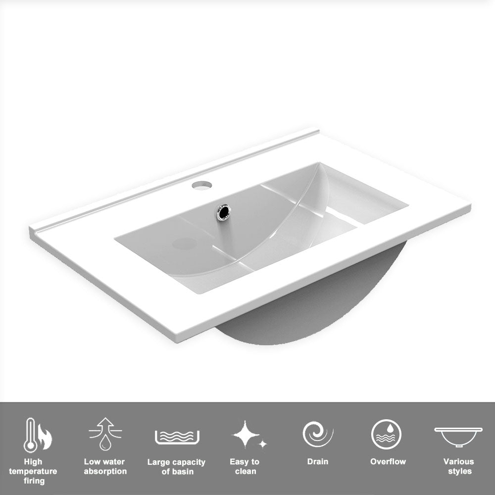Modern Splash Mat Anthracite Wall-Mounted Bathroom Vanity Unit With Thin Ceramic Basin And Double Doors  590*385*400mm
