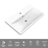 Modern Splash Wall-Mounted White Bathroom Vanity Unit With Integrated Sink And 2 Soft-Close Drawers  590*345*500mm