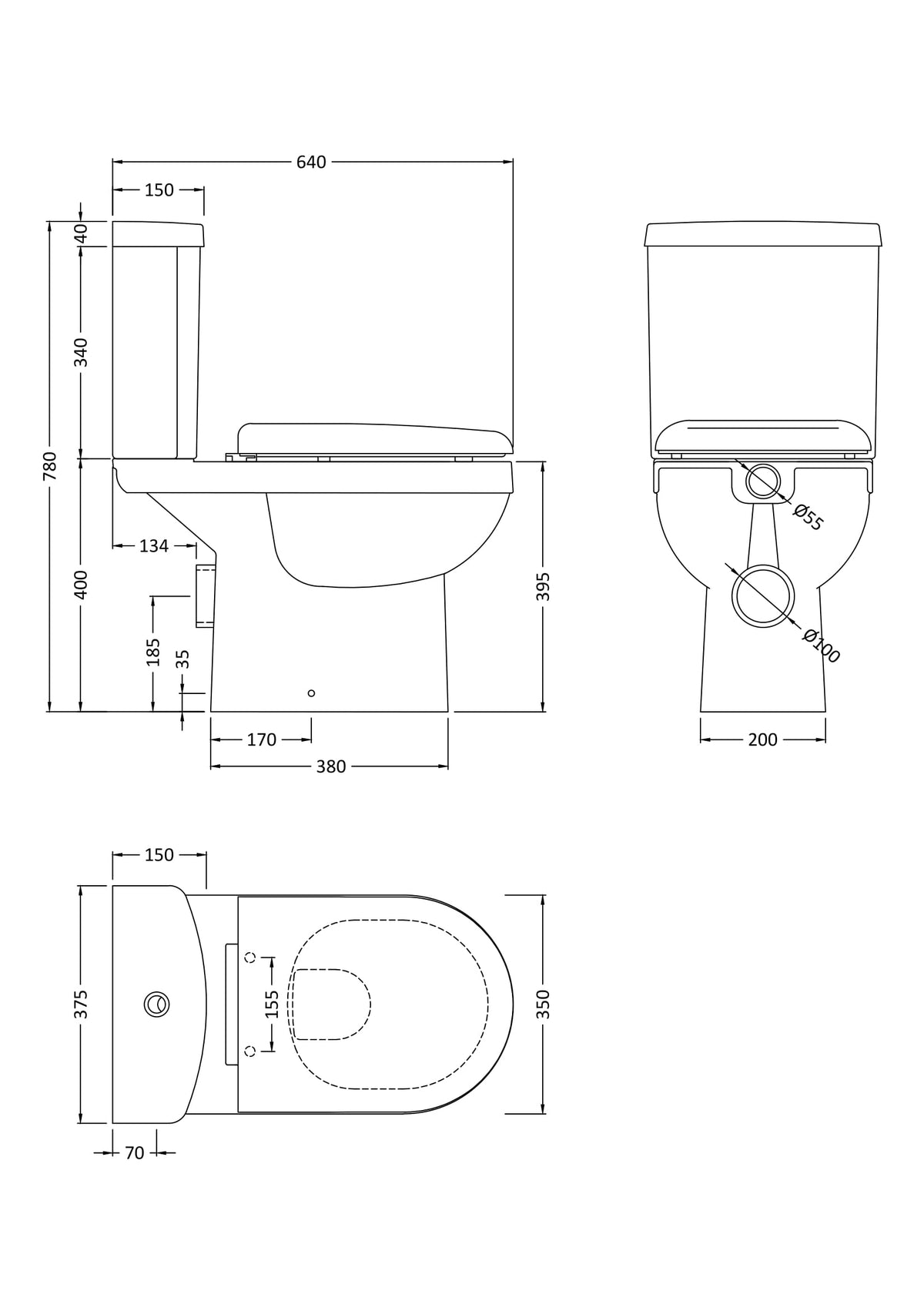 Modern Splash  Milo Rimless Close Coupled Toilet