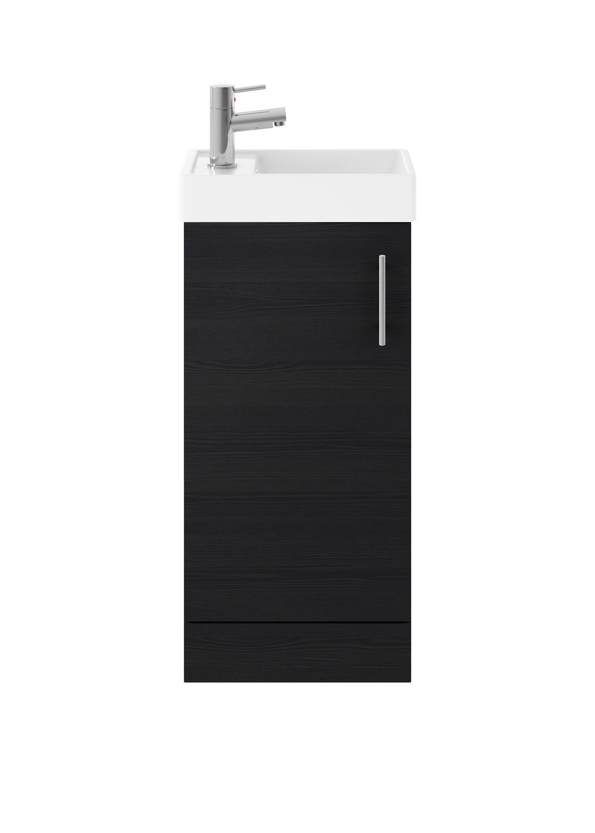 Modern Splash 400mm Charcoal Black Floor Standing 1 Door Compact Vanity Unit With 1 Tap Hole Basin