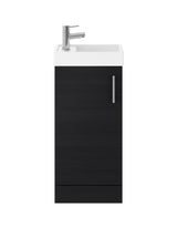Modern Splash 400mm Charcoal Black Floor Standing 1 Door Compact Vanity Unit With 1 Tap Hole Basin