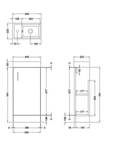 Modern Splash 400mm Charcoal Black Floor Standing 1 Door Compact Vanity Unit With 1 Tap Hole Basin