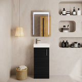 Modern Splash 400mm Charcoal Black Floor Standing 1 Door Compact Vanity Unit With 1 Tap Hole Basin
