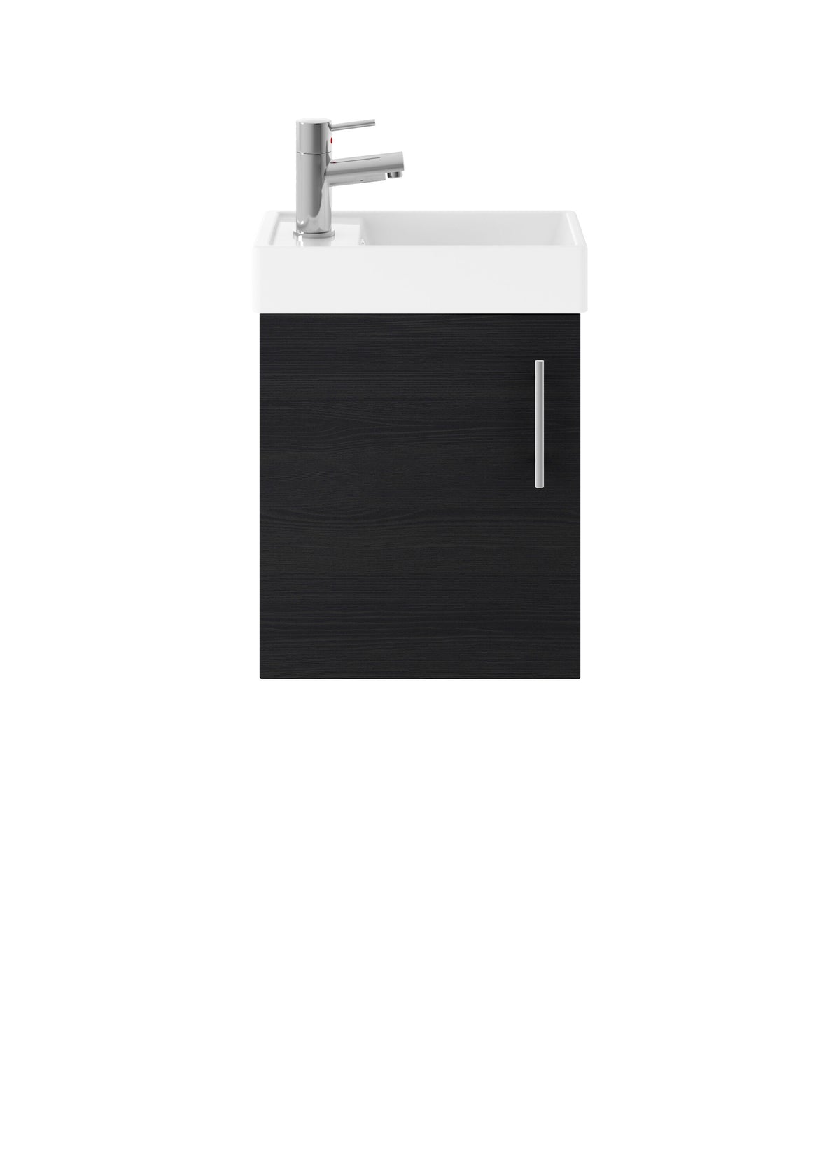 Modern Splash 400mm Charcoal Black Wall Hung 1 Door Compact Vanity Unit With 1 Tap Hole Basin
