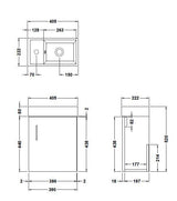 Modern Splash 400mm Charcoal Black Wall Hung 1 Door Compact Vanity Unit With 1 Tap Hole Basin