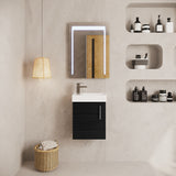 Modern Splash 400mm Charcoal Black Wall Hung 1 Door Compact Vanity Unit With 1 Tap Hole Basin