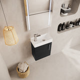 Modern Splash 400mm Charcoal Black Wall Hung 1 Door Compact Vanity Unit With 1 Tap Hole Basin