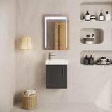 Modern Splash 400mm Gloss Grey Wall Hung 1 Door Compact Vanity Unit With 1 Tap Hole Basin