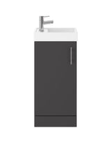 Modern Splash 400mm Gloss Grey Floor Standing 1 Door Compact Vanity Unit With 1 Tap Hole Basin