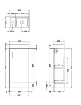 Modern Splash 400mm Gloss Grey Floor Standing 1 Door Compact Vanity Unit With 1 Tap Hole Basin