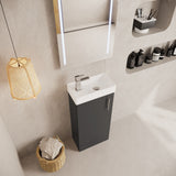 Modern Splash 400mm Gloss Grey Floor Standing 1 Door Compact Vanity Unit With 1 Tap Hole Basin