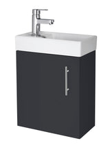 Modern Splash 400mm Soft Black Wall Hung 1 Door Compact Vanity Unit With 1 Tap Hole Basin