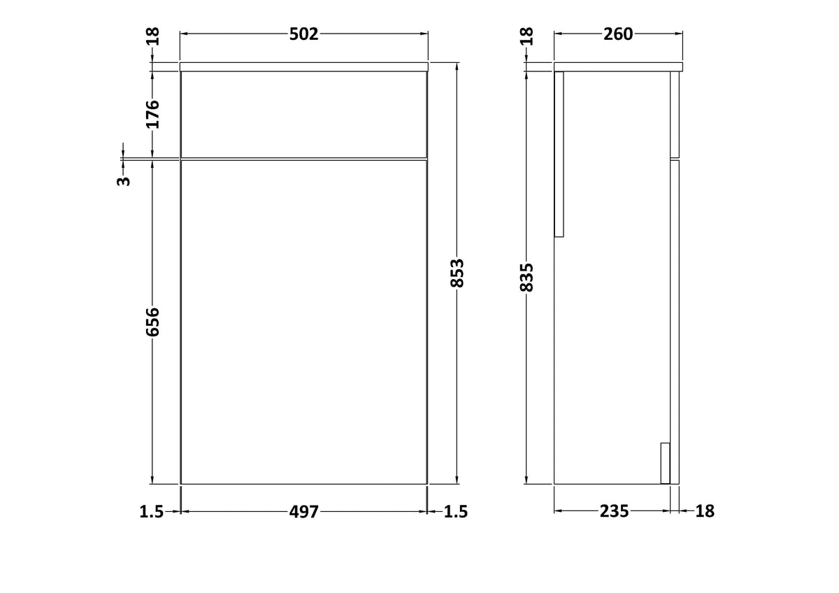 Modern Splash 500mm Gloss Grey Floor Standing WC Unit