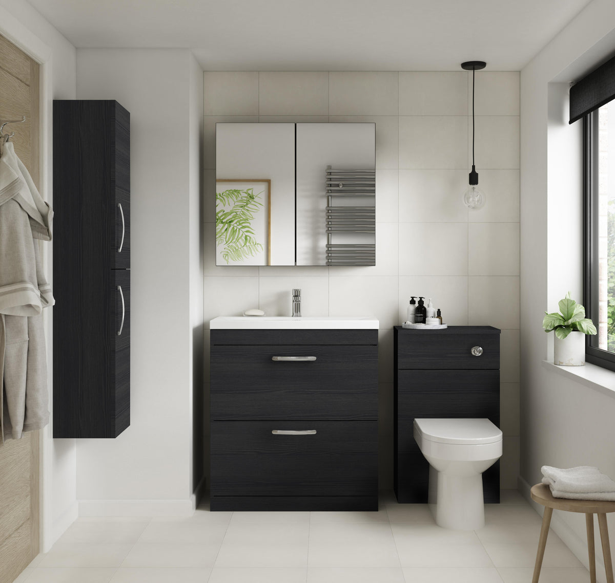 Modern Splash 500mm Charcoal Black Floor Standing WC Unit