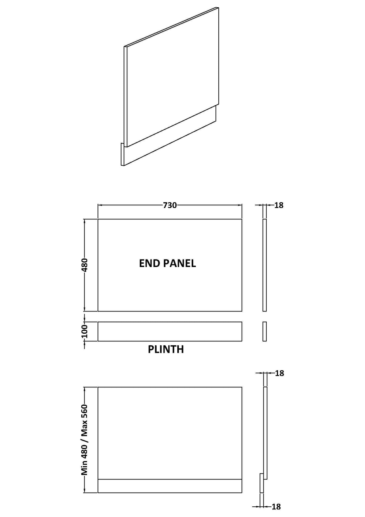 Modern Splash 750mm MDF Matt End Bath Panel
