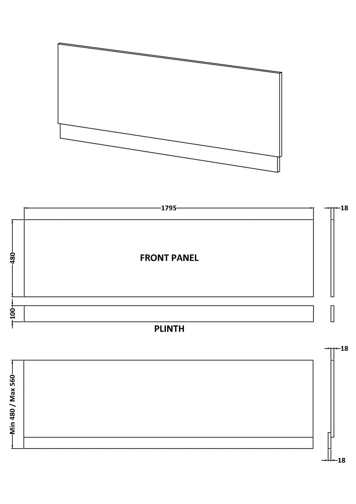 Modern Splash 1800mm MDF Matt Front Bath Panel