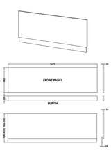Modern Splash 1700mm Metallic Slate MFC Shower Bath Panel With Plinth