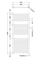 Modern Splash Chrome 1200mm x 500mm Vertical Square Ladder Rail