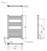 Modern Splash Anthracite 720mm x 400mm Vertical Electric Heated Towel Rail