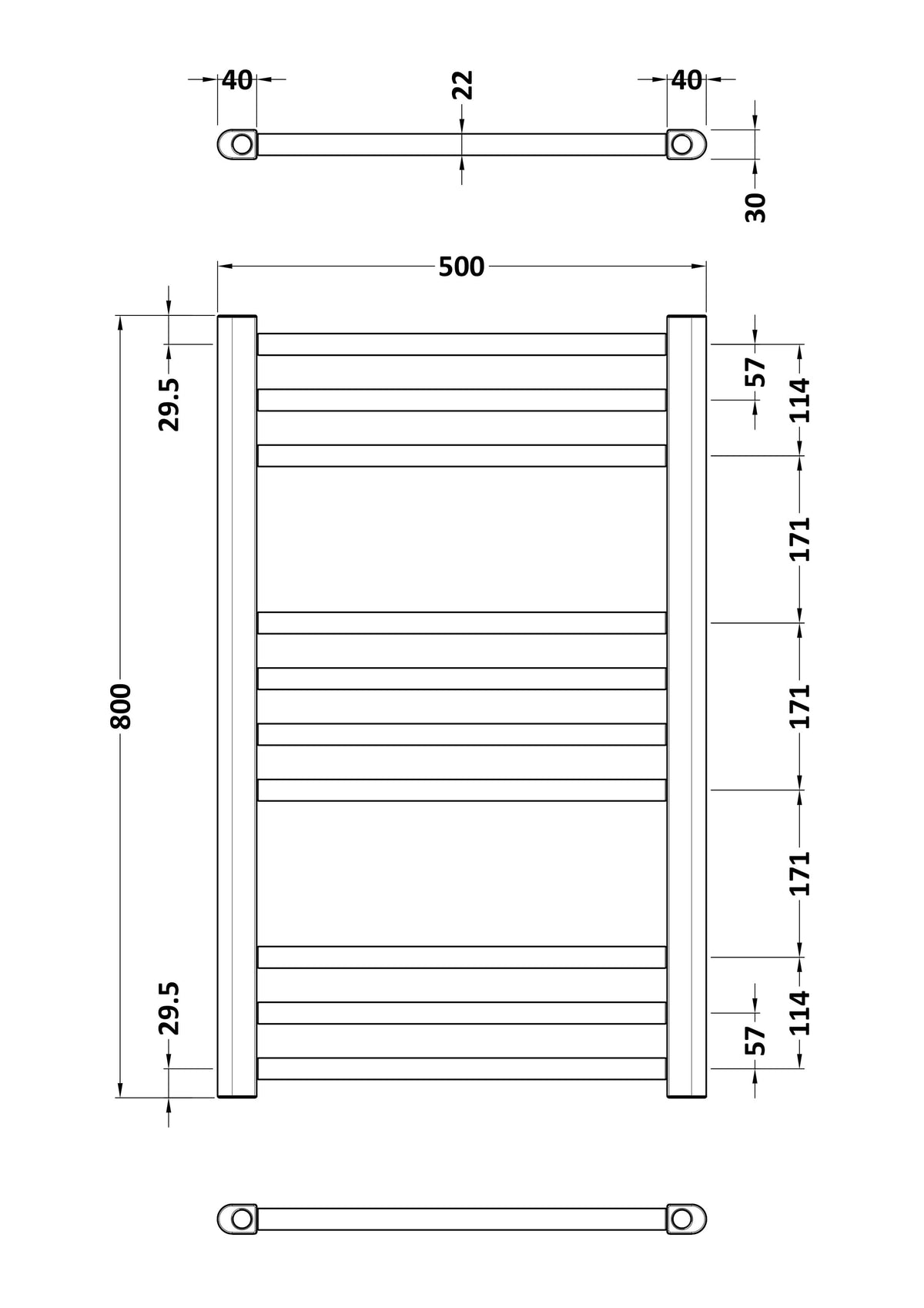 Lorica Brushed Brass 800mm x 500mm Vertical Single Panel Radiator