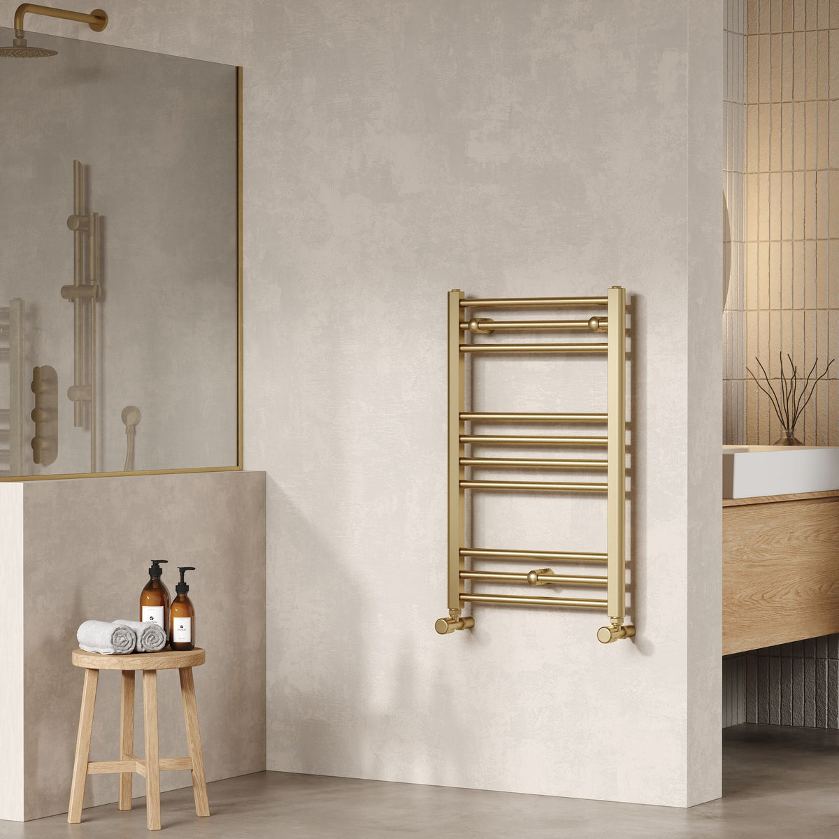 Lorica Brushed Brass 800mm x 500mm Vertical Single Panel Radiator