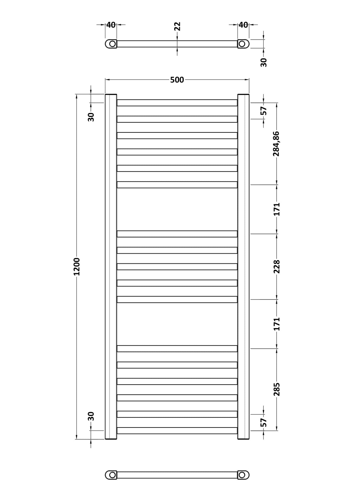 Lorica Brushed Brass 1200mm x 500mm Vertical Single Panel Radiator