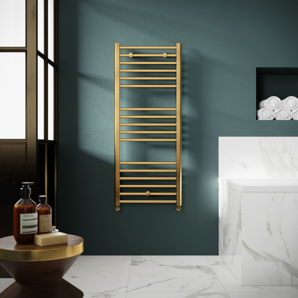 Lorica Brushed Brass 1200mm x 500mm Vertical Single Panel Radiator