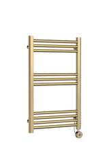 Modern Splash Brushed Brass 800mm x 500mm Vertical Electric Heated Towel Rail
