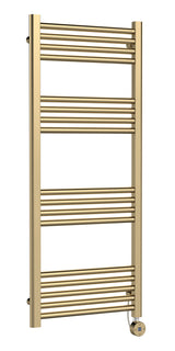 Modern Splash Brushed Brass 1200mm x 500mm Vertical Electric Heated Towel Rail