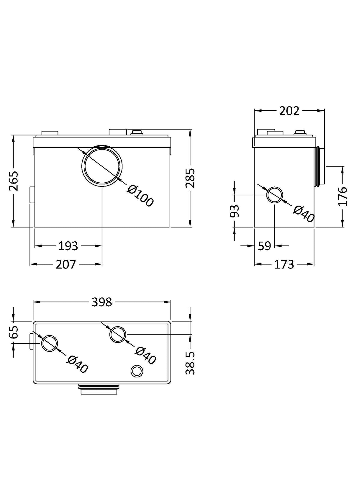 Modern Splash  White 600W 3 Inlet Macerator Pump System