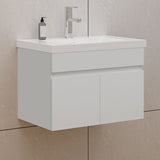 Modern Splash Mat White Wall-Mounted Bathroom Vanity Unit With Basin Double Doors  590*385*400mm