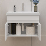 Modern Splash Mat White Wall-Mounted Bathroom Vanity Unit With Basin Double Doors  590*385*400mm